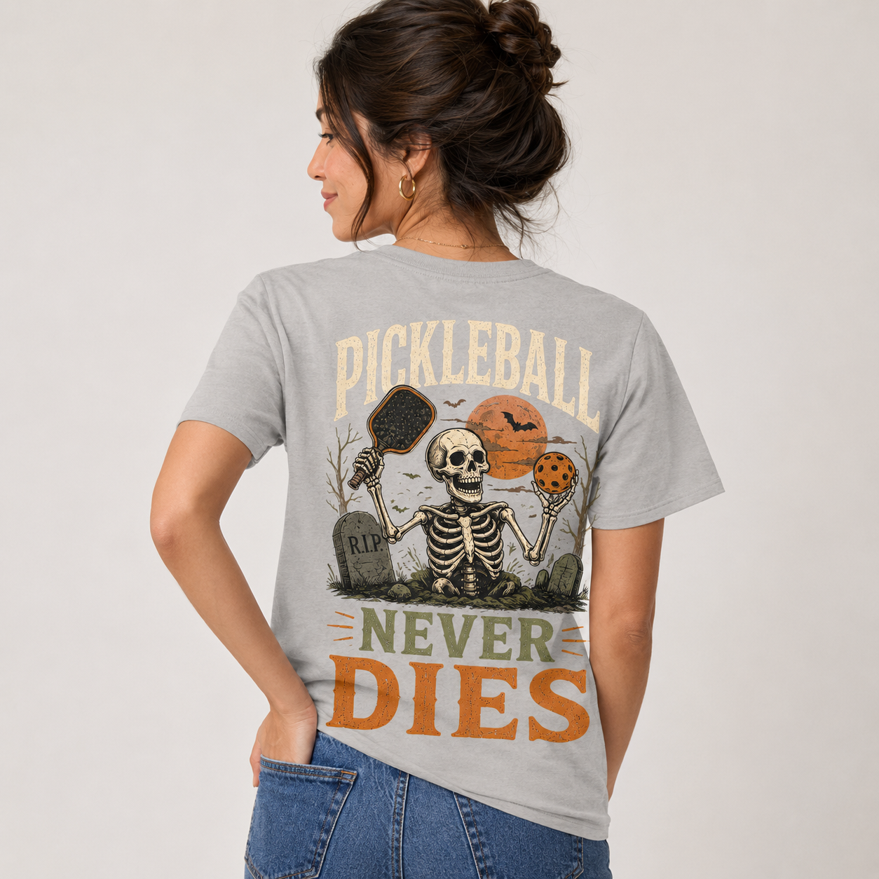 Pickleball Never Dies Skeleton Halloween T-Shirt