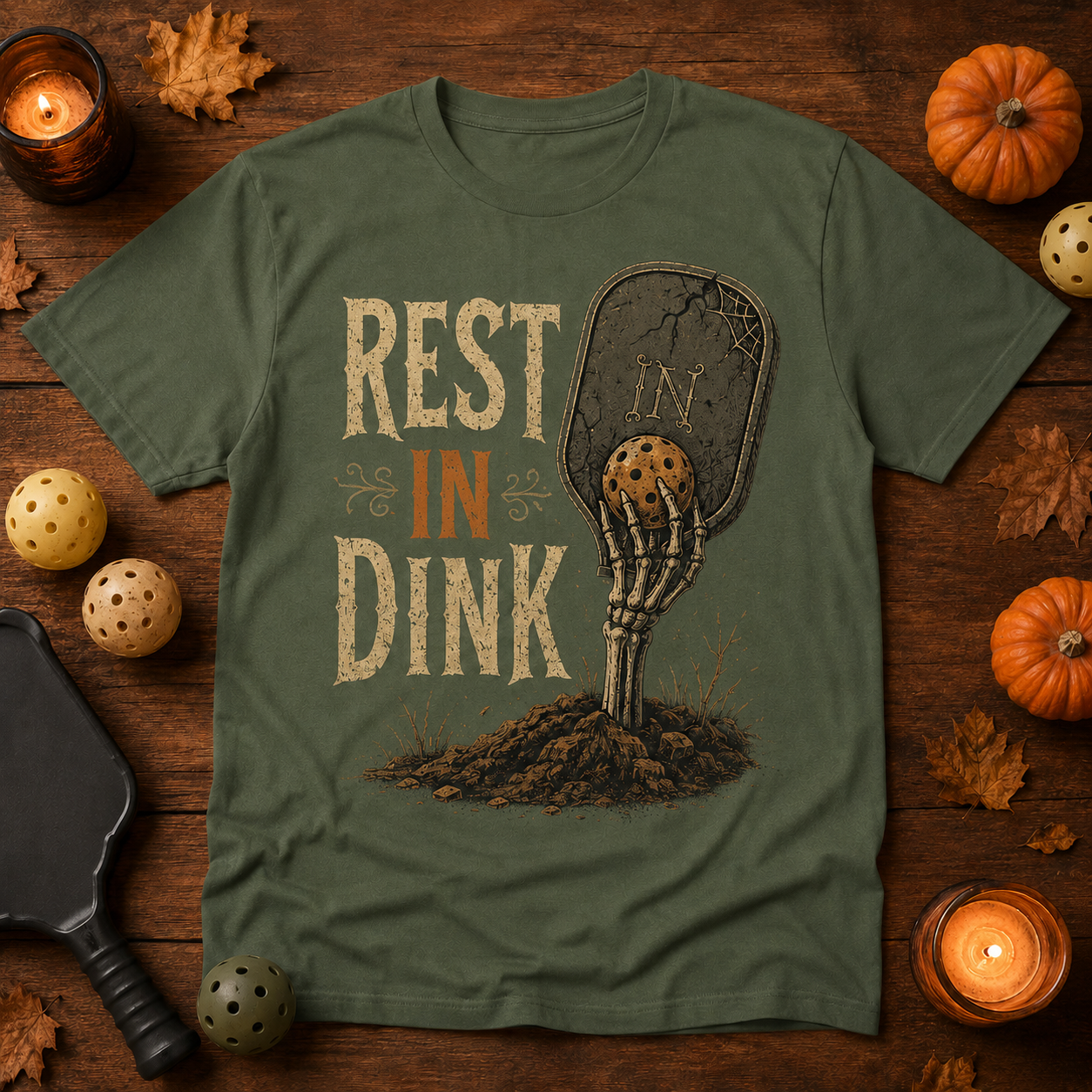 Rest in Dink Funny Halloween Pickleball T-Shirt