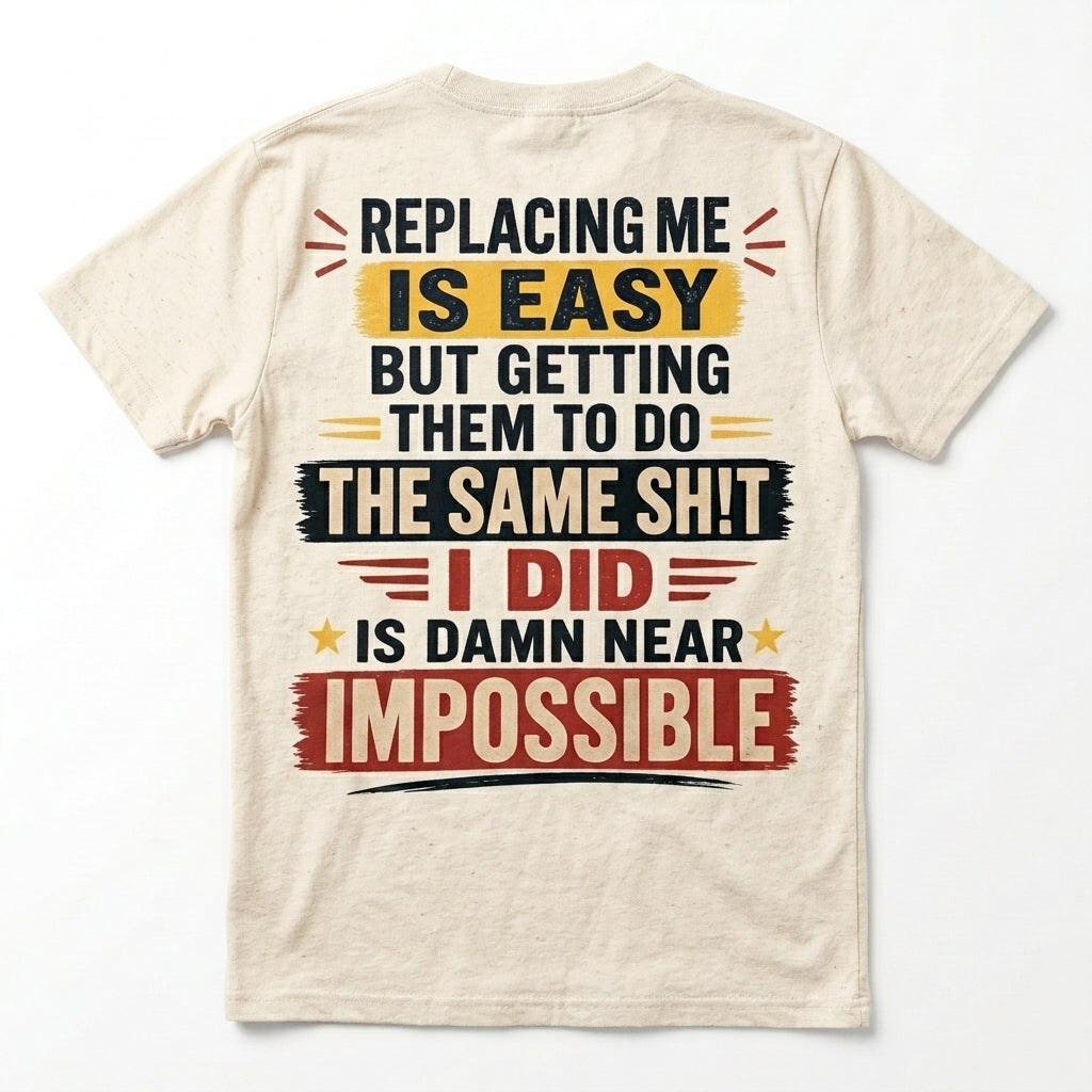 Replacing Me Is Easy Funny Motivational Graphic T-Shirt